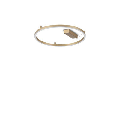 Luminosa Lighting Luminosa Oracle Slim 50Cm Non Dim 3000K Round Integrated Led Semi Flush Ceiling Light Brass 3250Lm from B&Q