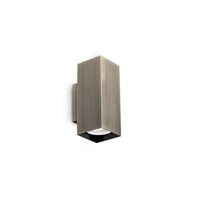 Luminosa Lighting Luminosa Look 15Cm Square Up & Down Wall Lamp Burnished Brass 2X Gu10 from B&Q