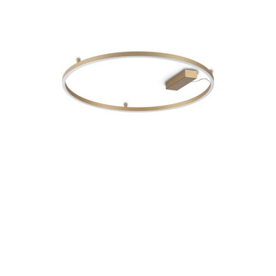 Luminosa Lighting Luminosa Oracle Slim 70Cm Non Dim 3000K Round Integrated Led Semi Flush Ceiling Light Brass 4350Lm from B&Q