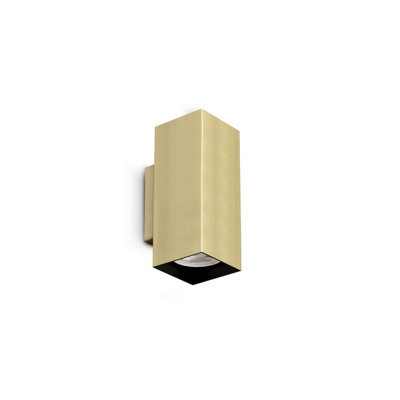 Luminosa Lighting Luminosa Look 15Cm Square Up & Down Wall Lamp Brass 2X Gu10 from B&Q