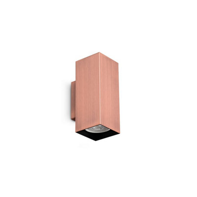 Luminosa Lighting Luminosa Look 15Cm Square Up & Down Wall Lamp Copper 2X Gu10 from B&Q