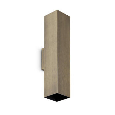 Luminosa Lighting Luminosa Look 30Cm Square Up & Down Wall Lamp Burnished Brass 2X Gu10 from B&Q