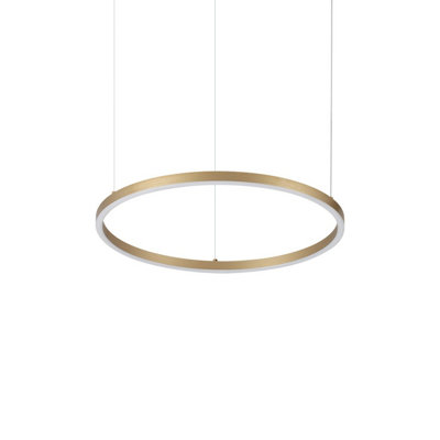 Luminosa Lighting Luminosa Oracle Slim 50Cm Non Dim 3000K Round Integrated Led Pendant Ceiling Light Brass 3250Lm from B&Q