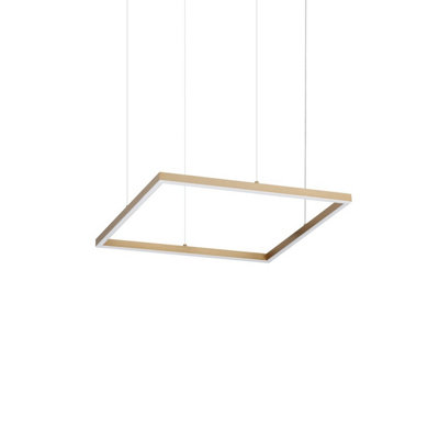 Luminosa Lighting Luminosa Oracle Slim Square Non Dim 3000K Round 50Cm Integrated Led Pendant Ceiling Light Brass 3050Lm from B&Q