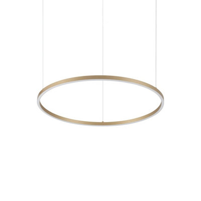 Luminosa Lighting Luminosa Oracle Slim 70Cm Non Dim 3000K Round Integrated Led Pendant Ceiling Light Brass 4350Lm from B&Q