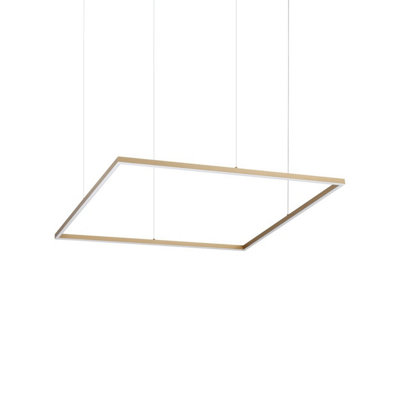 Luminosa Lighting Luminosa Oracle Slim Square 90Cm Non Dim 3000K Round Integrated Led Pendant Ceiling Light Brass 5200Lm from B&Q