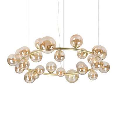 Netlighting Unisex Amber Perlage Globe Pendant Ceiling Light 25X G9 Size 25 - Image 4