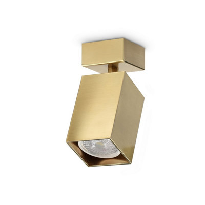 Luminosa Lighting Luminosa Dynamite Square Single Spotlight Brass 1X Gu10 from B&Q