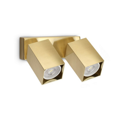 B&Q -  Luminosa Dynamite Square Twin Ceiling Spotlight Brass 2X Gu10