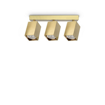 Luminosa Lighting Luminosa Dynamite Square Ceiling Spotlight Bar Brass 3X Gu10 from B&Q
