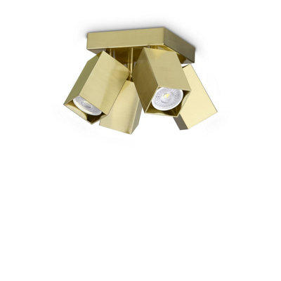 Luminosa Lighting Luminosa Dynamite Square Ceiling Spotlight Clusters Brass 4X Gu10 from B&Q