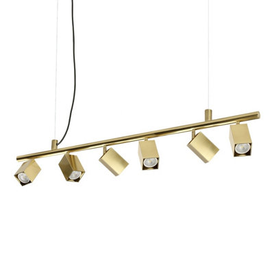 Ideal Lux Dynamite Square Brass Hanging Light, 6-Bulb - Image 5
