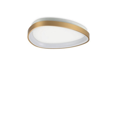 Luminosa Lighting Luminosa Gemini Integrated Led Semi Flush Ceiling Light Brass 2950Lm 4000K from B&Q