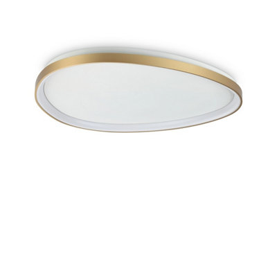 Luminosa Lighting Luminosa Gemini Integrated Led Semi Flush Ceiling Light Brass 4650Lm 4000K from B&Q