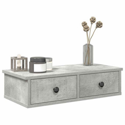 Berkfield Wall Shelf With Drawers Concrete 60X25x15 Cm Engineered Wood Grey