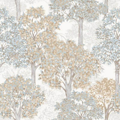 Galerie Little Explorers 2 Blue Cottage Tree Wallpaper Roll from B&Q