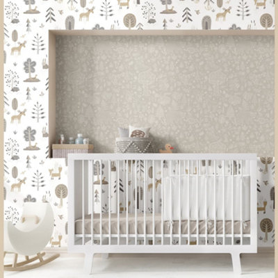 Galerie Little Explorers 2 Silver Country Animals Wallpaper Roll from B&Q