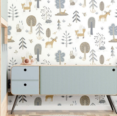Galerie Little Explorers 2 Blue Country Animals Wallpaper Roll from B&Q