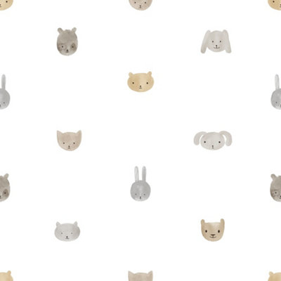Galerie Little Explorers 2 Beige Happy Heads Wallpaper Roll from B&Q