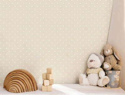 Galerie Little Explorers 2 Beige Dots Wallpaper Roll from B&Q