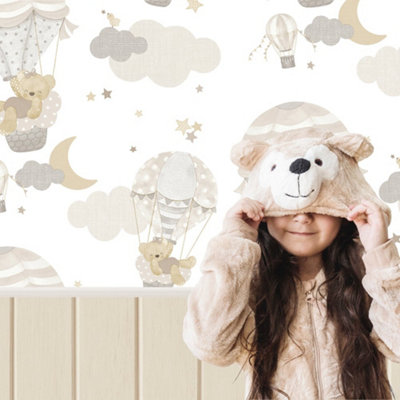 Galerie Little Explorers 2 Beige Doga Happy Wood Panelling Wallpaper Roll from B&Q