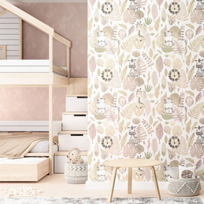 Galerie Little Explorers 2 Pink Mottled Effect Wallpaper Roll from B&Q