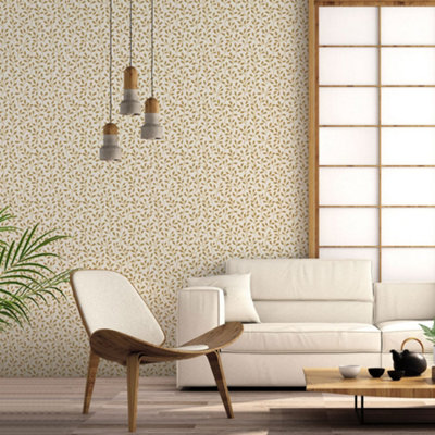 Galerie Into The Wild Metallic Gold Trailing Leaf Wallpaper Roll from B&Q