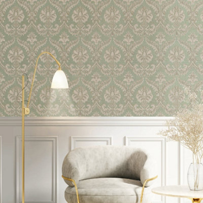 Galerie The Classic Italian Collection Blue Traditional Damask Embossed Wallpaper from B&Q
