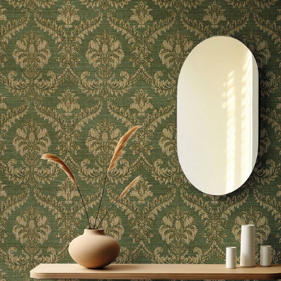Galerie The Classic Italian Collection Green Traditional Damask Embossed Wallpaper from B&Q