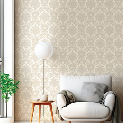 Galerie The Classic Italian Collection Beige Cream Damask Embossed Wallpaper from B&Q