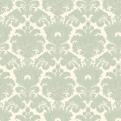 Galerie The Classic Italian Collection Green Damask Embossed Wallpaper from B&Q