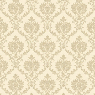 Galerie The Classic Italian Collection 4 Cream Beige Italian Damask Embossed Wallpaper from B&Q