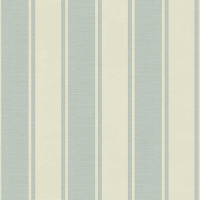 Galerie Italian Classics 4 Blue Cream Classic Stripe Embossed Wallpaper from B&Q