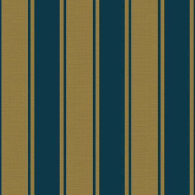 Galerie The Classic Italian Collection Blue Gold Classic Stripe Embossed Wallpaper from B&Q