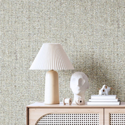 Galerie Structura Silver Grey Woven Effect Wallpaper from B&Q