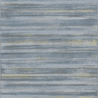 Galerie Italian Style Blue Distressed Horizontal Stripe Wallpaper Roll from B&Q