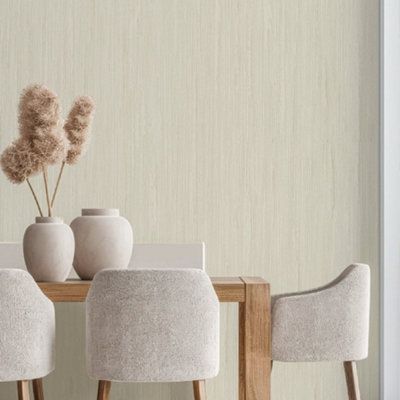 Galerie Cottage Chic Beige Silky Plain Wallpaper Roll from B&Q