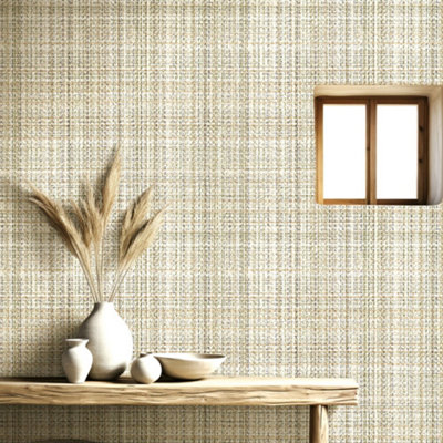 Galerie Structura Beige Multi-Coloured Lines Textured Wallpaper from B&Q