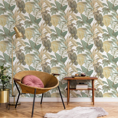 Galerie Botanica Green Bali Foliage Smooth Wallpaper from B&Q