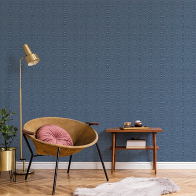 Galerie Botanica Blue Ikat Smooth Wallpaper from B&Q