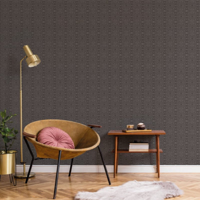 Galerie Botanica Black Ikat Smooth Wallpaper from B&Q