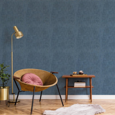 Galerie Botanica Blue Bali Plain Smooth Wallpaper from B&Q