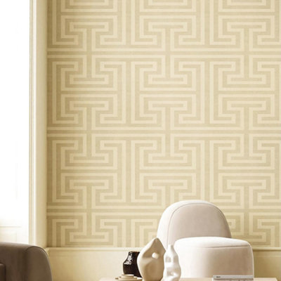 Galerie Synergy Beige Geometric Maze Wallpaper from B&Q