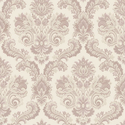 Galerie Italian Style Pink Traditional Floral Damask Wallpaper Roll from B&Q