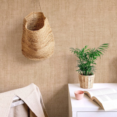 Galerie Structura Beige Brown Plain Textured Wallpaper from B&Q