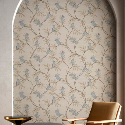 Galerie Italian Silks And Damasks Beige Floral Wallpaper from B&Q