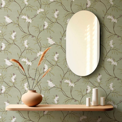 Galerie Italian Silks And Damasks Green Floral Wallpaper from B&Q