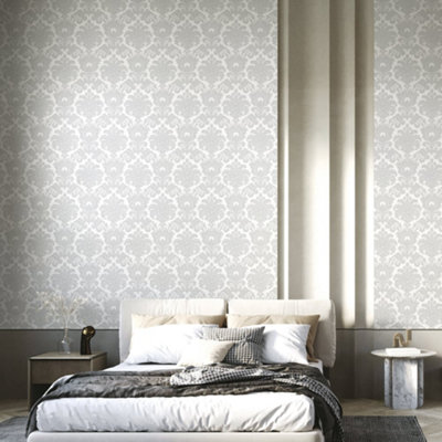 Galerie Italian Silks And Damasks Grey Damask Wallpaper from B&Q