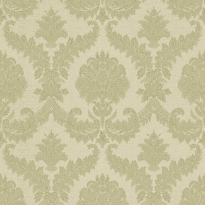 Galerie Italian Silks And Damasks Green Damask Wallpaper from B&Q