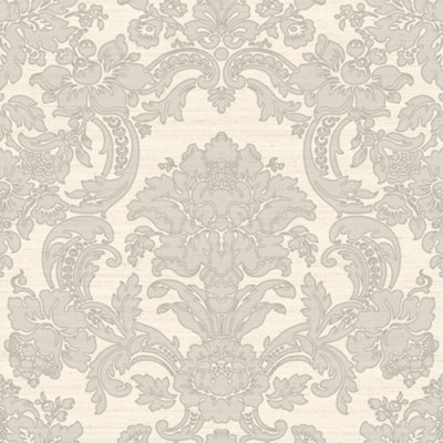 Galerie Italian Silks And Damasks Grey Floral Wallpaper from B&Q